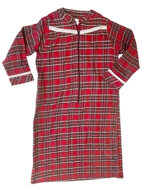 Sawyer Creek Women's Large 3/4 Zip Nightgown Red Plaid Flannel Grandma XLENT